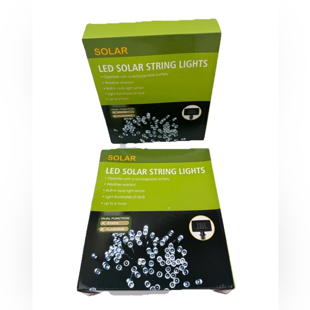 Lot (2) Solar LED Outdoor String Lights 50 Bulbs Garden Path Yard Decor Lamp New